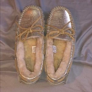 Gold Snakeskin Mocassins